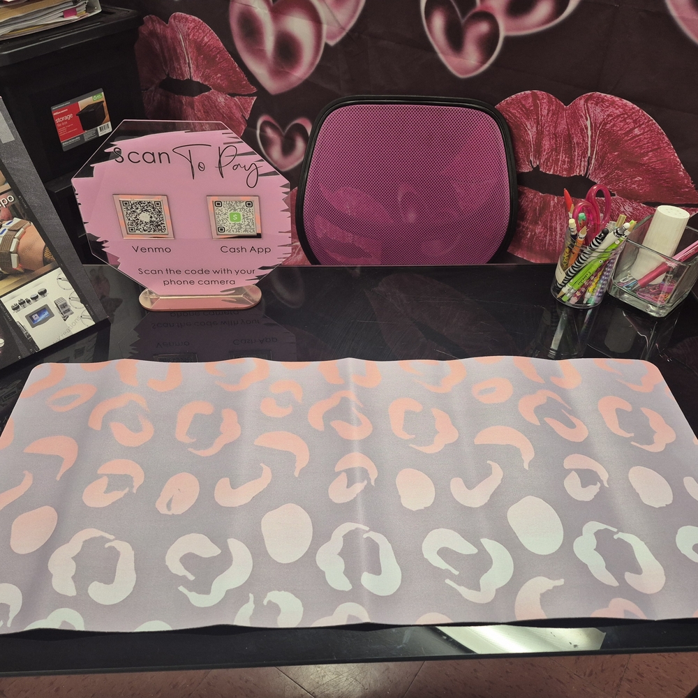 Pink and Purple Leopard Print Desk Mat